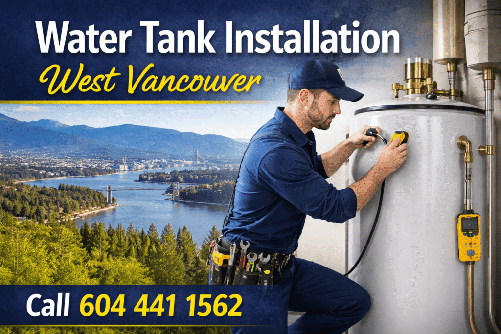 Water tank installation in West Vancouver by licensed plumber with 24 7 service and free estimate