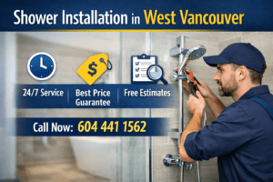 Shower installation in West Vancouver by licensed plumber offering 24/7 service and free estimate