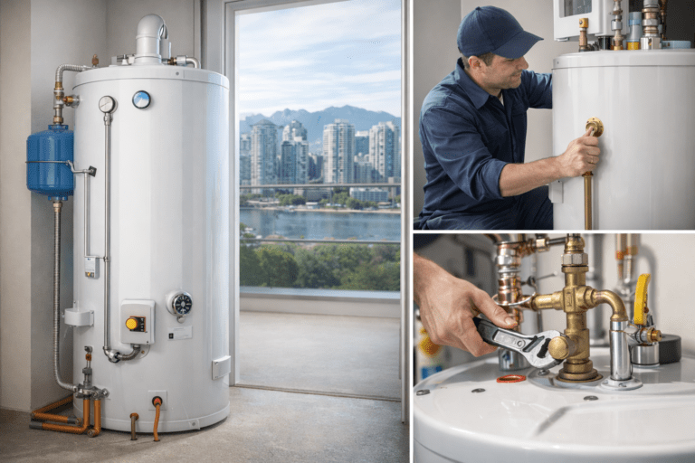 new hot water tank installed in Vancouver home mechanical room