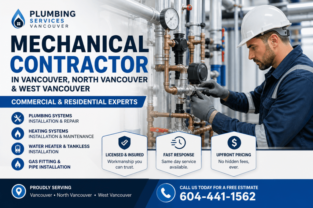 mechanical contractor Vancouver installing plumbing heating and gas systems residential and commercial